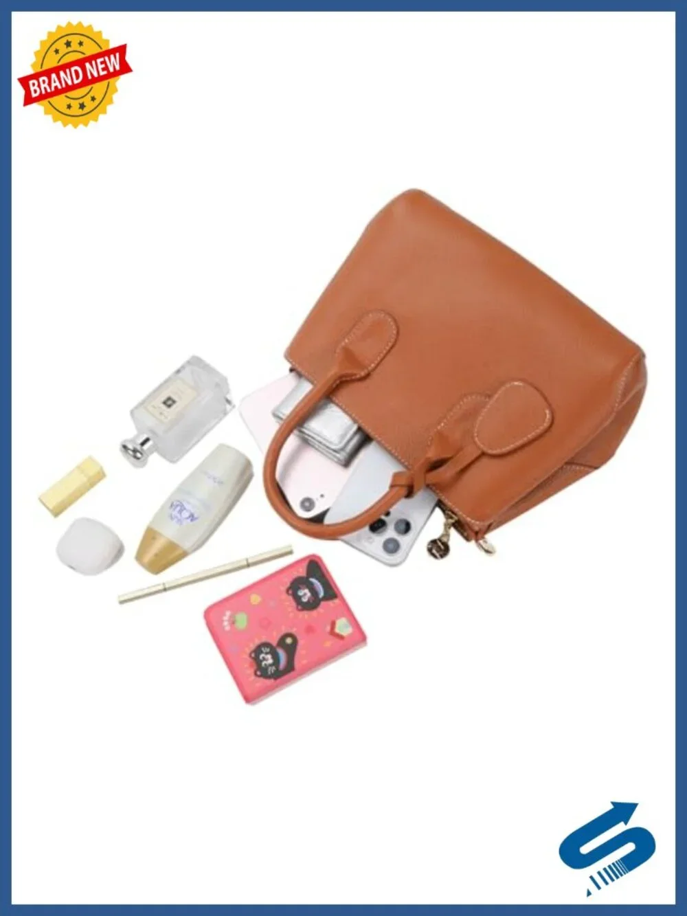 Genuine Leather Vintage Tote Bag for Women Office Shoulder Crossbody Tablet